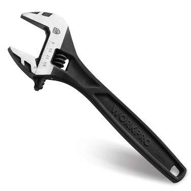 WORKPRO 6" Adjustable Wrench, Black Oxide Finish, Cr-V Steel