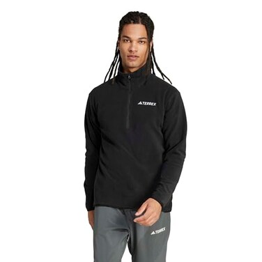 adidas Men's Terrex Multi Essentials Half-Zip Fleece Hiking Jacket, Black, Medium