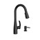 Moen Reyes Matte Black Pulldown Kitchen Faucet with Soap Dispenser and Power Boost, Transitional Kitchen Faucet, One-Handle High Arc, Easy Installation, 87932BL