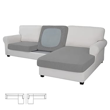 Easy-Going Stretch 3 Pieces Couch Cushion Covers for Sectional Sofa L Shape