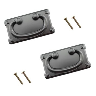 Maxmoral 2PCS Old Mission Ring Cabinet Pulls - Antique Drawer Pulls With Flat Back Hardware - Black 3.7 Inch Furniture Ring Knobs With Screws for Kitchen Cabinets Dressers