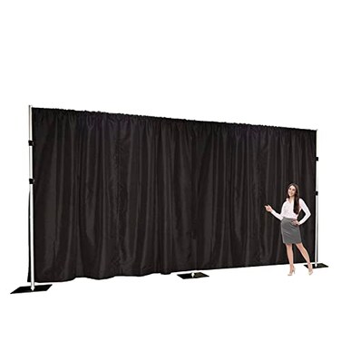 Urby Two Layers Backdrop Made with One Piece Chiffon TullePolyester for Professional Extra Wide Blackout Curtains (Black, 20 x 8 ft