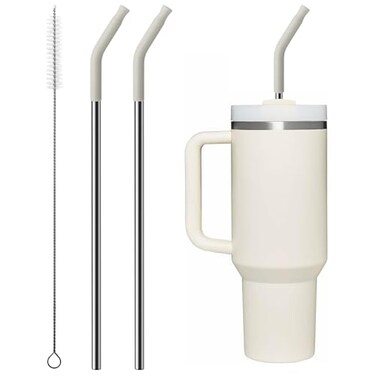 Bluwing Replacement Metal Straws with Silicone Tip for 40oz Stanley Cup