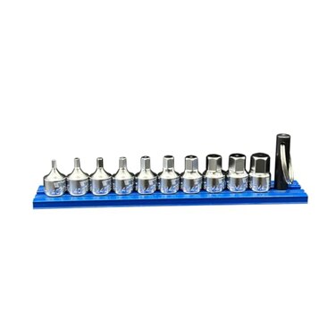 VIM Tools 10 PC. 1/4 IN DR. STUBBY HEX METRIC DRIVER SET W/MAGRAIL