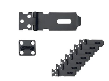 QCAA Safety HASP with Fixed Staple Steel Construction, 2", Black, 8 Pack, Made in Taiwan