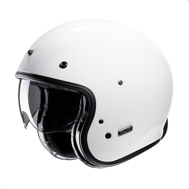 HJC V31 Solid Open Face Motorcycle Helmet with IS-10 Visor, DOT Approved (White, Medium