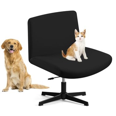 Fuloon Criss Cross Chair Cover, Waterproof, Stretchable, Solid Black