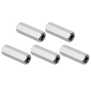 PATIKIL 5/16"-18 UNC 304 Stainless Steel Hex Coupling Nuts, 5Pcs 2" Length Fully Threaded Rod Coarse Coupling Nut Studding Connector Fasteners, Silver Tone