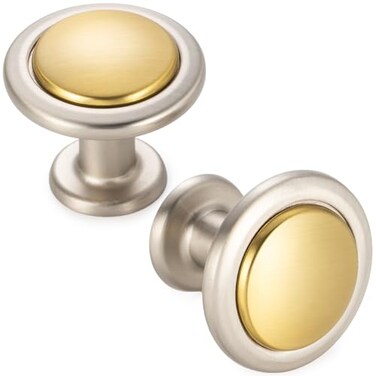 KOOFIZO 10 Pack GoldNickel Cabinet Knobs Round Single Hole Pulls 1960s