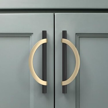 Amerdeco 6 Pack Black Brushed Gold Cabinet Pulls 5 Inch(128MMHole Centers Kitchen Cabinet Handles Hardware Kitchen Handles for Cabinets Cupboard Handles Drawer Pulls