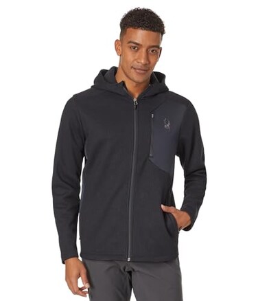 Spyder Men's Bandit Zip Fleece Ski Base Layer Jacket, Black, Medium