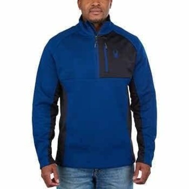 Spyder Men's Half Zip Sweater Gait Knit Pullover Jacket (XL, Blue