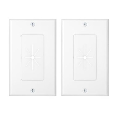 Cable Matters 2-Pack 1-Gang Cable Pass Through Wall Plate, White