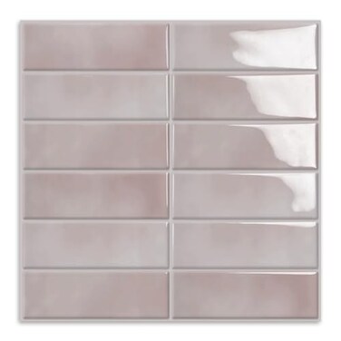 MOONFUN 10 Sheet Peel and Stick Kitchen Backsplash Tiles(Pink,12"×12