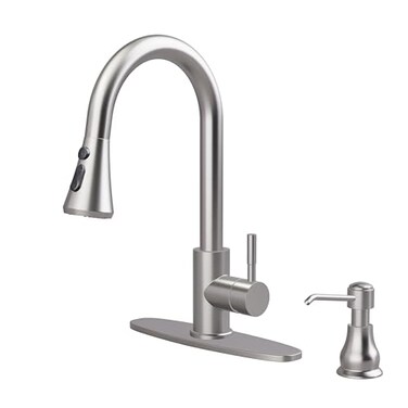 VXV Kitchen Faucets Pull Down Sprayer, with Soap Dispenser, Brushed Nickel