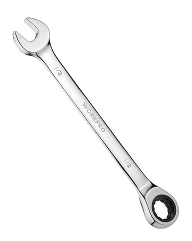 WORKPRO 1/2" Ratcheting Combination Wrench, Mirror Polish Chrome Plating