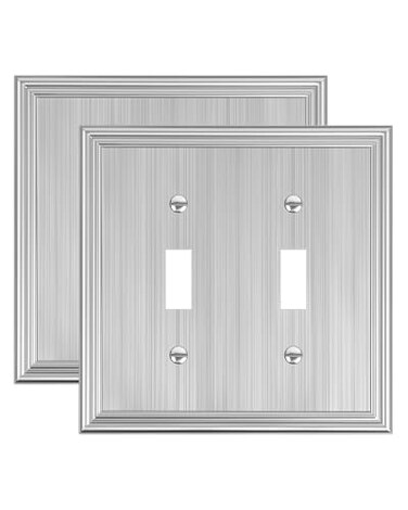 treewell 2-Pack Zinc Alloy Double Toggle Light Switch Cover Plate, Solid Wall Plate