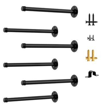 ETELI 6 Pack Pipe Shelf Bracket 12 Inch Floating Shelving Bracket