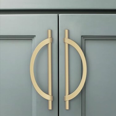 Amerdeco 10 Pack Brushed Gold Cabinet Pulls, 7.5 Inch(192MMHole Centers, Kitchen Cabinet Handles, Hardware, Drawer Pulls