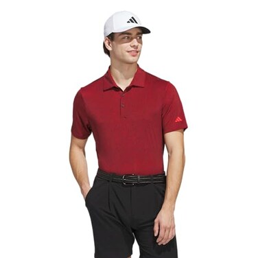 Adidas Men's Ultimate365 Mini Bunker Polo Shirt, Aurora Ruby S25, Medium