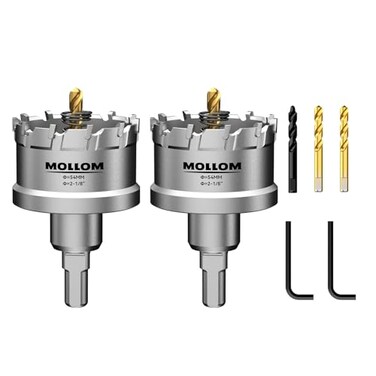 Mollom 2-1/8" (54mm2Pcs Heavy Duty Carbide Hole Saw with 3 Pilot bit