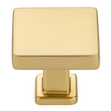 KOOFIZO 10 Pack Brushed Gold Cabinet Knobs, Square Single Hole Pulls K08