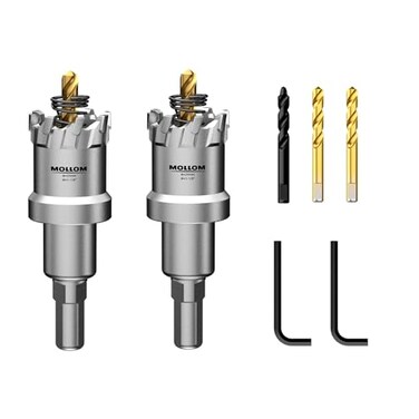 Mollom 1-1/8" (29mm2Pcs Heavy Duty Carbide Hole Saw with 3 Pilot bit