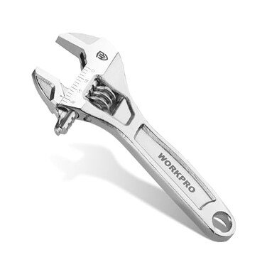 WORKPRO 4" Mini Adjustable Wrench, Cr-V Steel, Compact Design