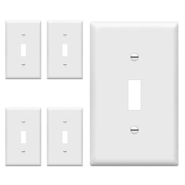 ENERLITES 5 Pack Light Switch Cover Plate for Toggle Wall Switch, White
