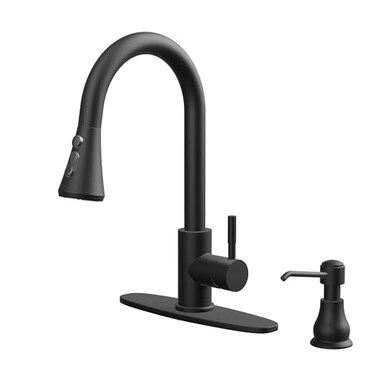 VXV Kitchen Faucets Pull Down Sprayer, with Soap Dispenser, Matte Black