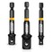 BOEN Impact Grade Socket Adapter Set, 3-PCS Drill Bit Adapter with Bit Holder, Sizes 1/4", 3/8", 1/2", 1/4-Inch SAE Hex Shank, Cr-V with Black Phosphate Finish