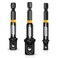 BOEN Impact Grade Socket Adapter Set, 3-PCS Drill Bit Adapter with Bit Holder, Sizes 1/4", 3/8", 1/2", 1/4-Inch SAE Hex Shank, Cr-V with Black Phosphate Finish