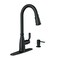 Moen Nolia Matte Black Kitchen Faucet with Soap Dispenser, Pull Down Sprayer with Power Boost, Transitional High Arc Kitchen Faucet, One-Handle Easy Installation, 87071BL