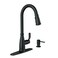 Moen Nolia Matte Black Kitchen Faucet with Soap Dispenser, Pull Down Sprayer with Power Boost, Transitional High Arc Kitchen Faucet, One-Handle Easy Installation, 87071BL