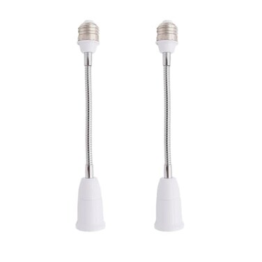 YKCGG E26/E27 Light Socket Extender Adapter,30cm/12 inch Light Bulb Extension,E26 to E26 Socket Extender,Bendable Flexible Gooseneck Adjustable Extension Socket Extender Adaptor (2 Pack
