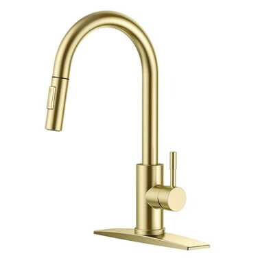FORIOUS Gold Kitchen Faucet with Pull Down Sprayer, Modern 2-Mode High Arc