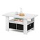 Furinno Andrey Small Modern Coffee Table with Storage Shelf, White
