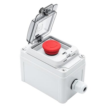GUETNEU Emergency Stop Button with Cover, Waterproof Push Button Switch Box