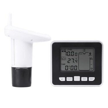Walfront Ultrasonic Water Level Sensor, Indoor Ultrasonic Tank Depth Gauge with Digital Temperature Display Multi Function