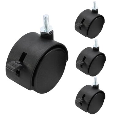 suiwotin 4pcs 2 Inch Swivel Caster Wheels with Brake, M6 Threaded Stem