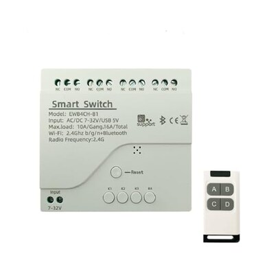 MHCOZY 4 Channel USB 5V DC 7-32V Smart WiFi Bluetooth Wireless Relay Switch Module,eWelink app WiFi Remote Control Lights Garage Door,Compatible with Alexa,Google Assistant