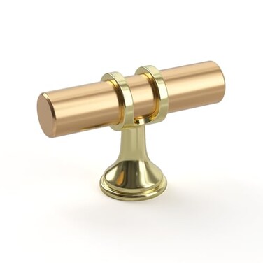 Goldenwarm 10 Pack Gold Cabinet Knobs T Bar Pulls, 2Inch