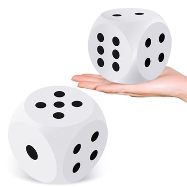 Shappy 3 Inches Foam Dice Large Dice Jumbo Big Cube Toy, White, 1 Pc