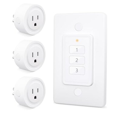 LoraTap 656ft Wireless Wall-Switch: Remote Control Outlet 3 PackLightsSmall AppliancesNo Wiring1 Remote for 3 Plugs