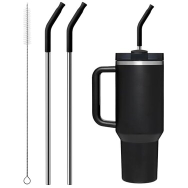 Bluwing Replacement Metal Straws with Silicone Tip for 40oz Stanley Cup