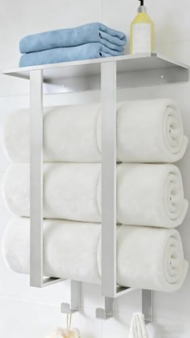 Bethom Towel Rack Wall Mounted with 3 Hooks for Bathroom, Brushed