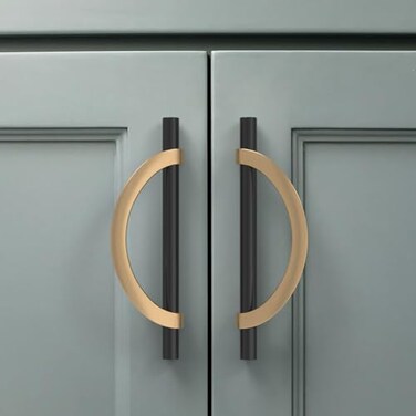 Amerdeco 10 Pack Black Brushed Gold Cabinet Pulls 5 Inch(128MMHole Centers Kitchen Cabinet Handles Hardware Kitchen Handles for Cabinets Cupboard Handles Drawer Pulls…