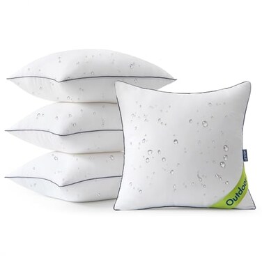 MIULEE 18x18 Outdoor Pillows Pack 4 Waterproof Pillow Inserts