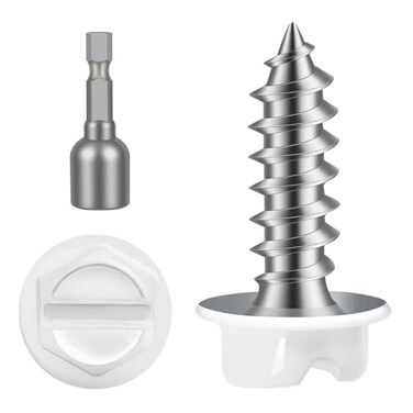 MewuDecor8 x 5/8" White Painted Hex Washer Head Self Tapping Screws, Self Piercing Gutter Screws, Socket Bit Included, 100 PCS