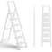 SOLADDER 6 Step Ladder, Folding Step Stool, Lightweight Stepladder, White